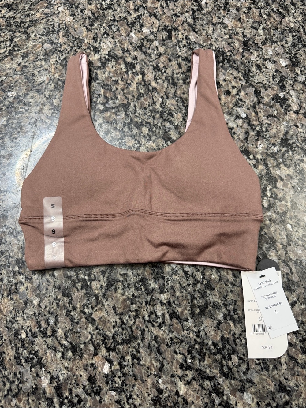 Cotton On Reversible Scoop Sports Bra in Mauve Brown NWT S